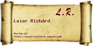 Leier Richárd névjegykártya
